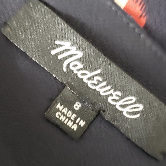 Madewell Silk Polka Dot Drop Waist Mini Skirt Navy Red White Size 8 - Picture 3 of 5